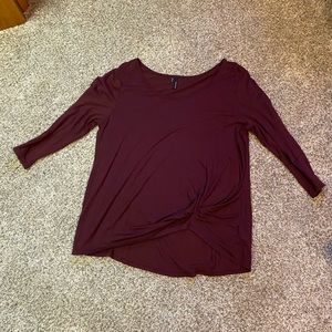 Maurices half sleeve knotted maroon shirt